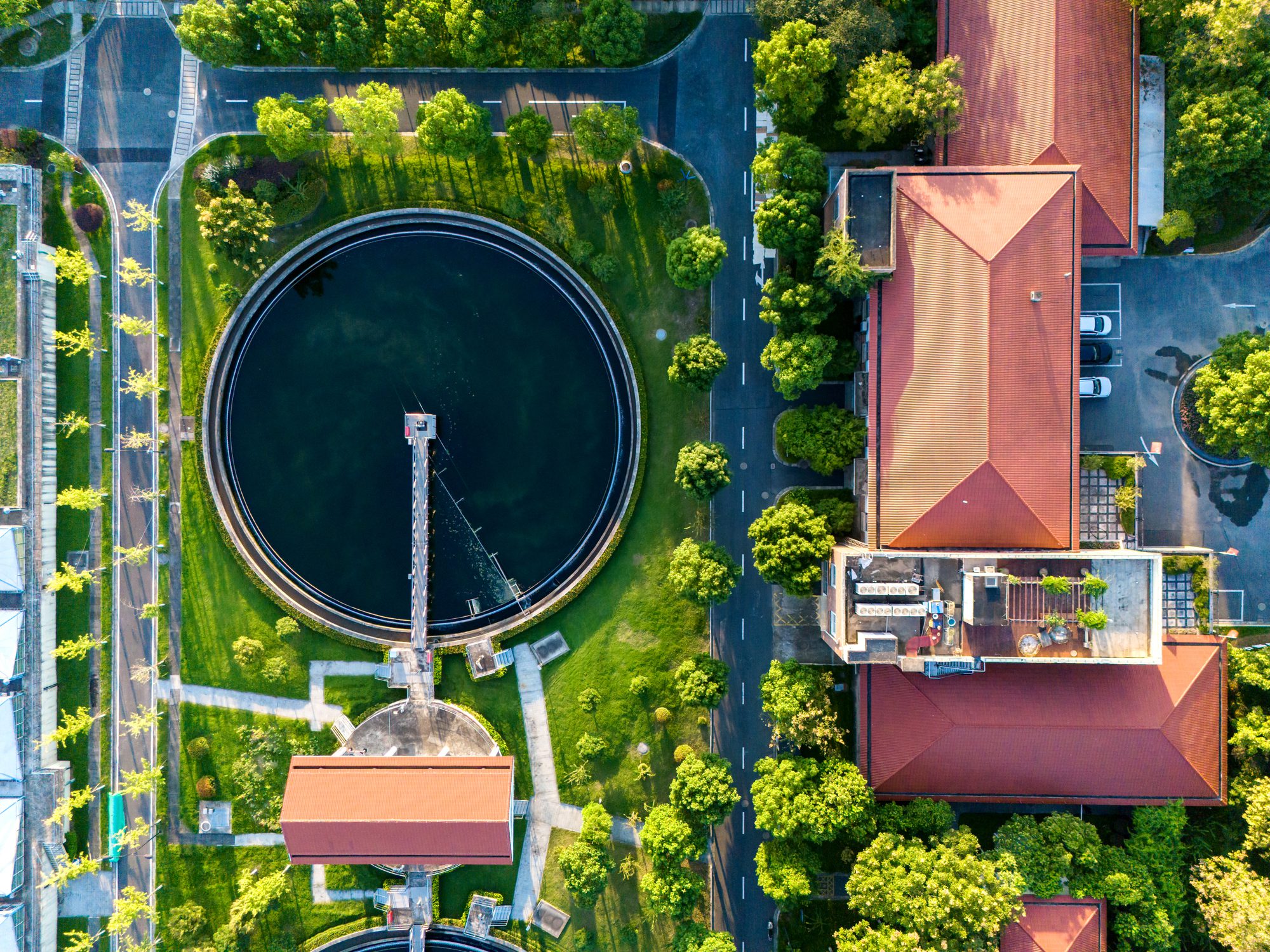 Treatment plant surrounded by greenery